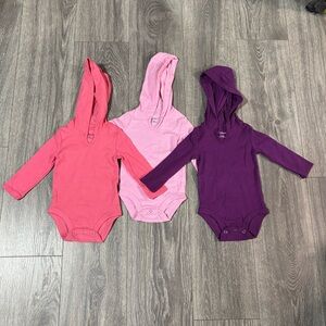 Hanes Kids Hooded Bodysuit Set - Pink and Purple